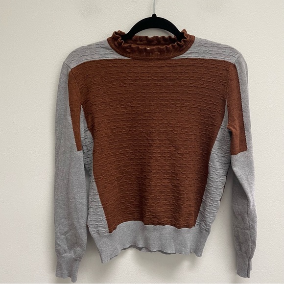 YAL New York knit sweater mock neck ribbed color block size medium - Picture 1 of 8